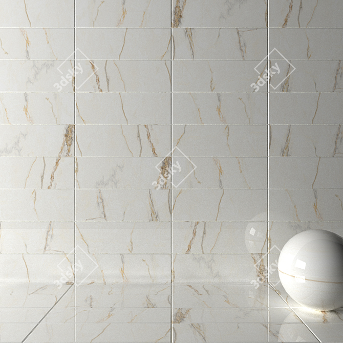 Estela White Wall Tiles: Multi-Texture Design 3D model image 4