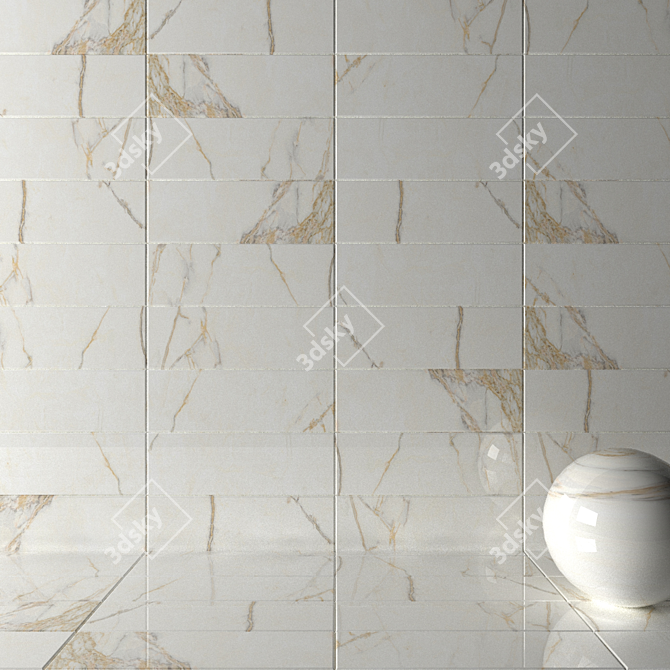 Estela White Wall Tiles Set: Multi-Texture, 30x90cm 3D model image 2