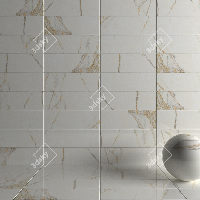 Estela White Wall Tiles Set: Multi-Texture, 30x90cm 3D model image 3