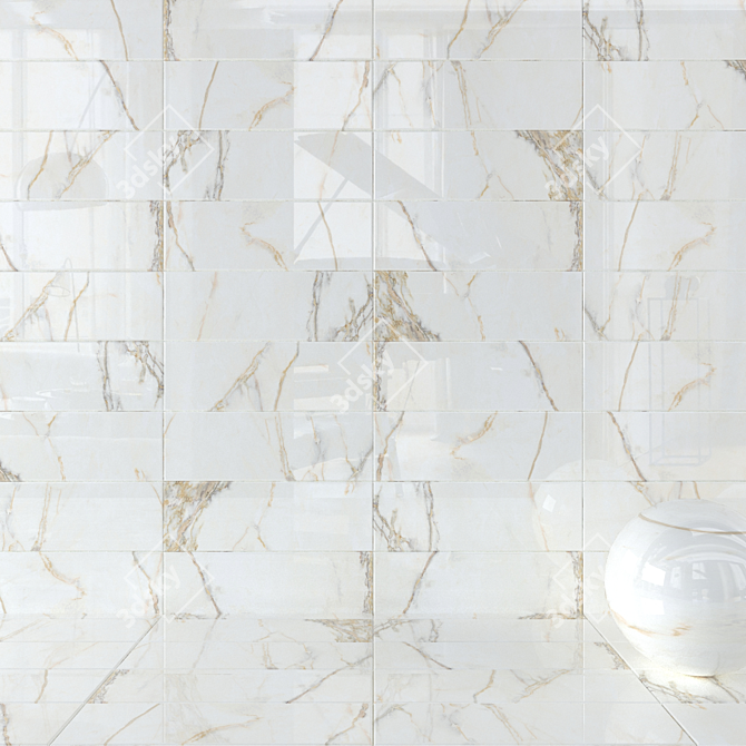 Estela White Wall Tiles - Set of 3 3D model image 1