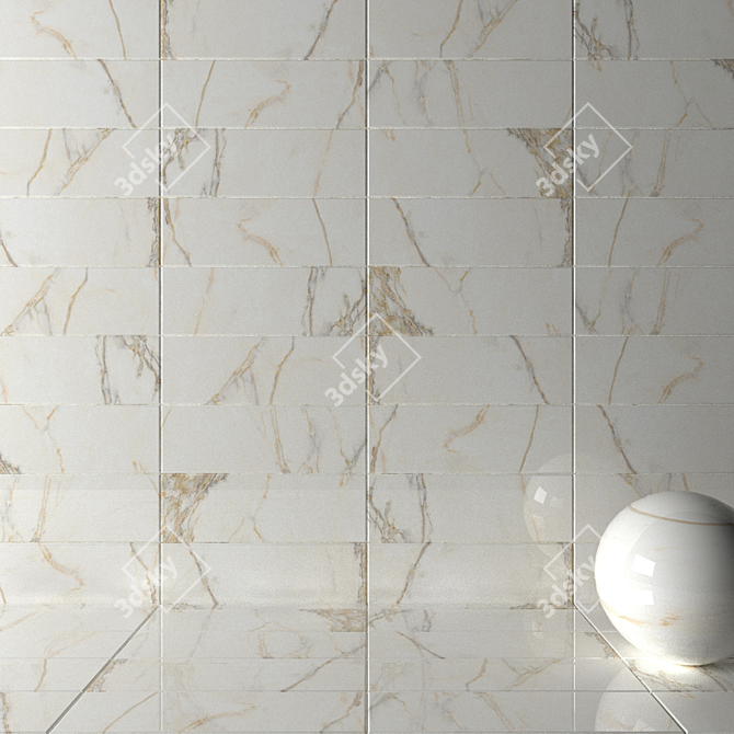 Estela White Wall Tiles - Set of 3 3D model image 2