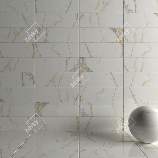 Estela White Wall Tiles - Set of 3 3D model image 3