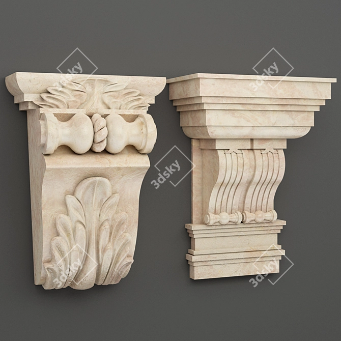 Elegant Facade Decor Ornament 3D model image 1