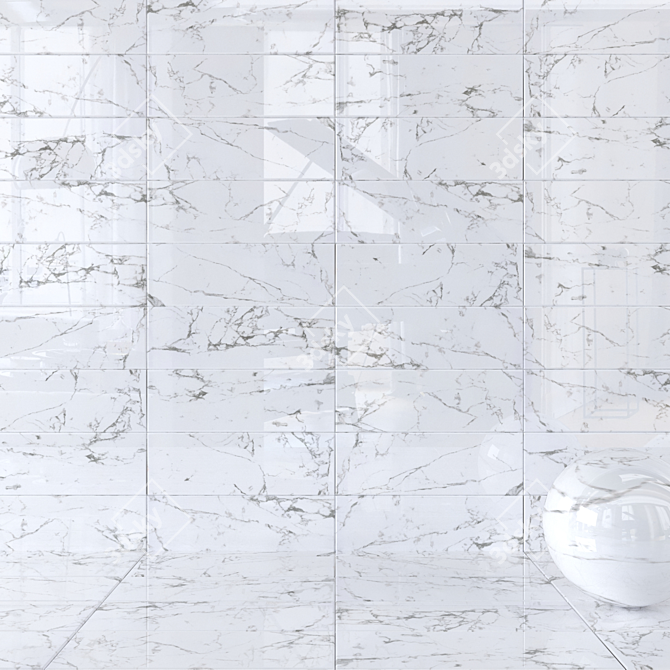 Elegant Flow White Wall Tiles 3D model image 1