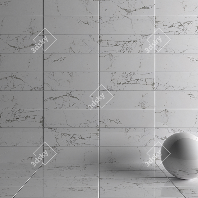 Elegant Flow White Wall Tiles 3D model image 3