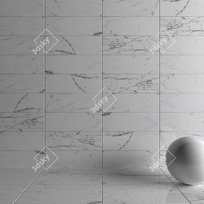 Flow White Wall Tiles: Multi-Texture Set 3D model image 3