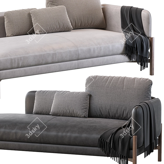 JULES Leather Chaise Longue 3D model image 3