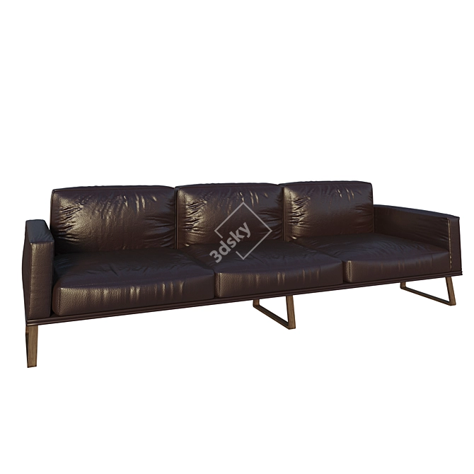 Elegant Leather Sofa 3D model image 1