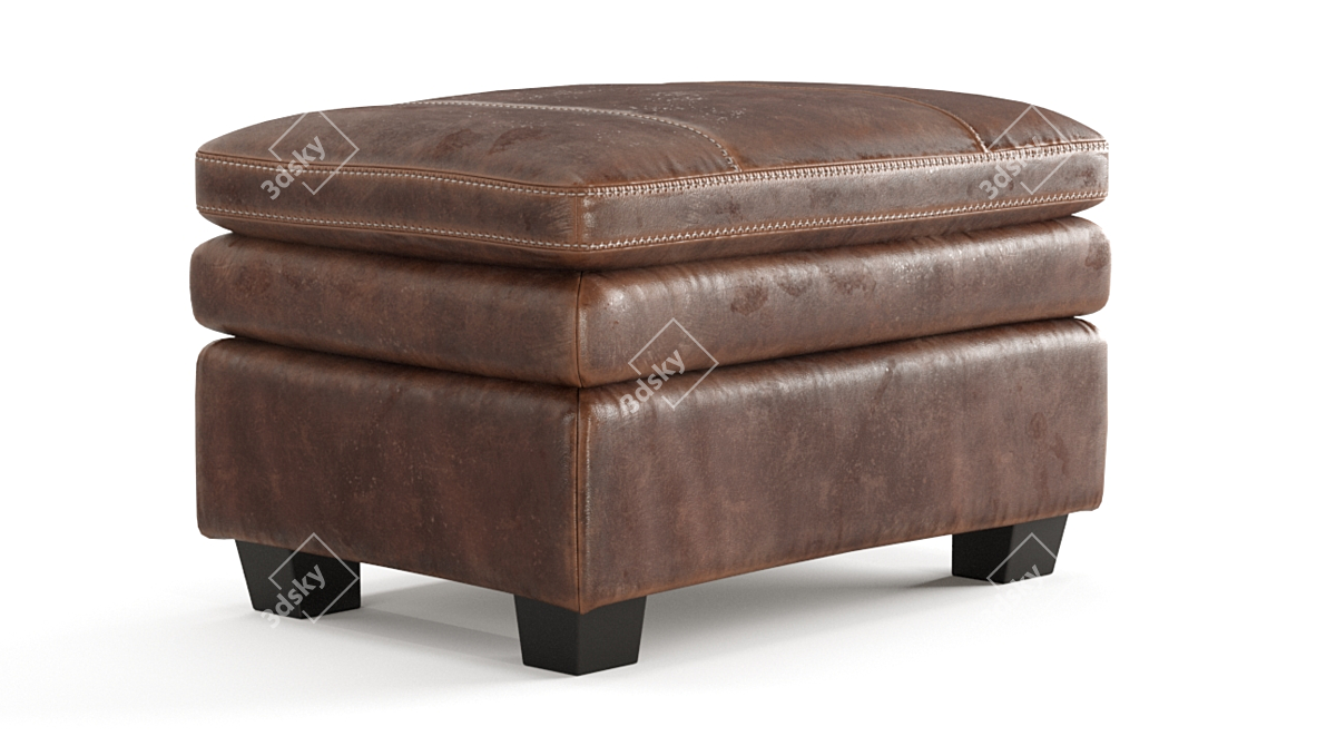 Vintage Tabacco Leather Ottoman 3D model image 1