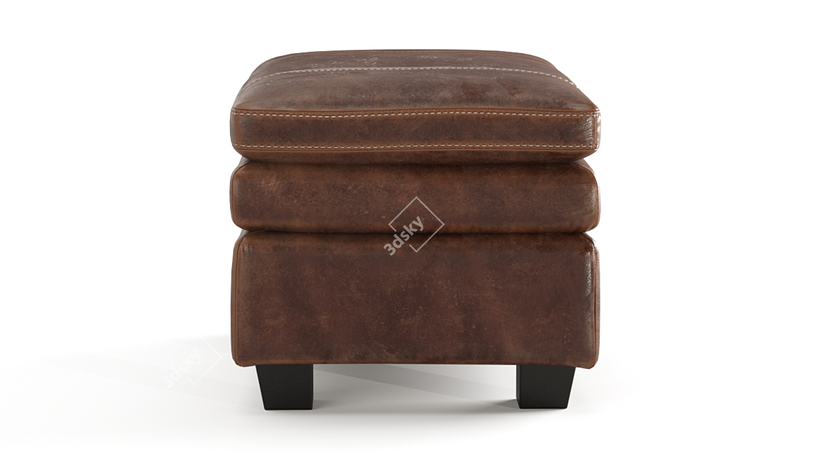 Vintage Tabacco Leather Ottoman 3D model image 2