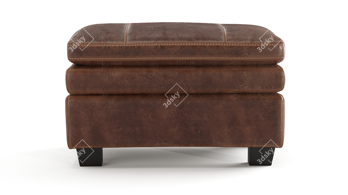 Vintage Tabacco Leather Ottoman 3D model image 3