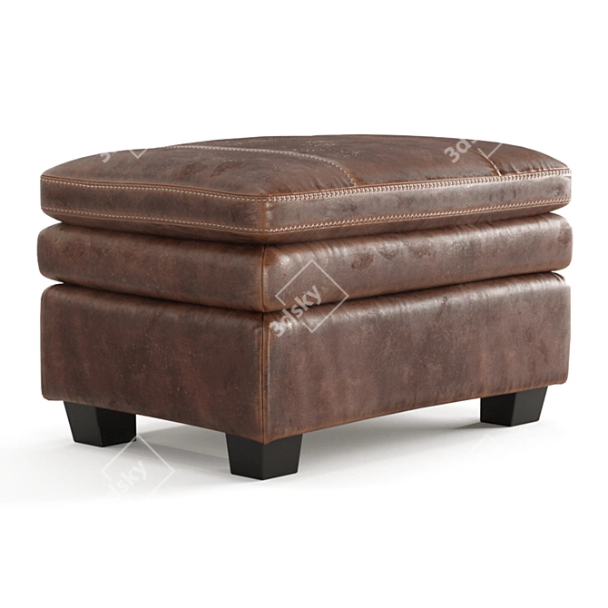 Vintage Tabacco Leather Ottoman 3D model image 4