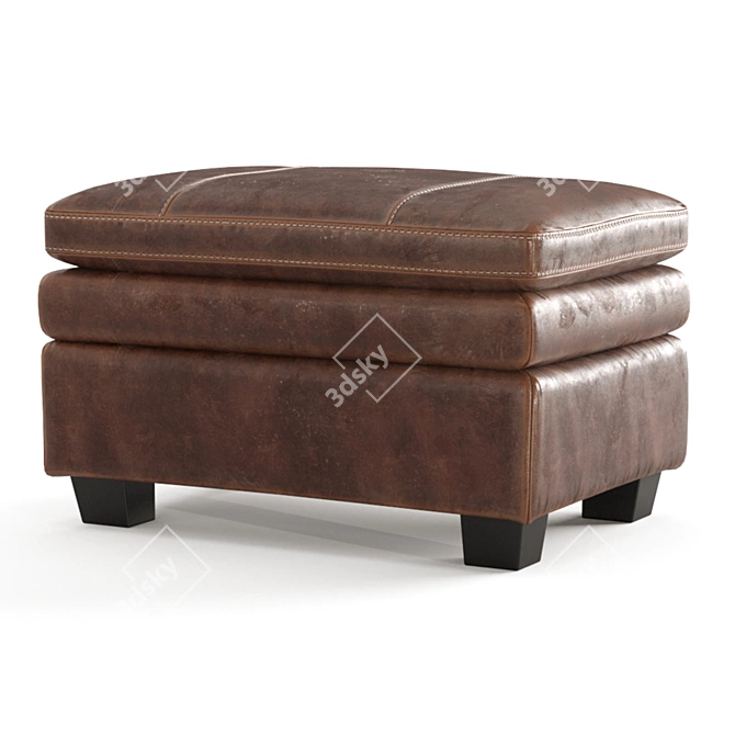 Vintage Tabacco Leather Ottoman 3D model image 6