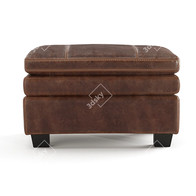 Vintage Tabacco Leather Ottoman 3D model image 7