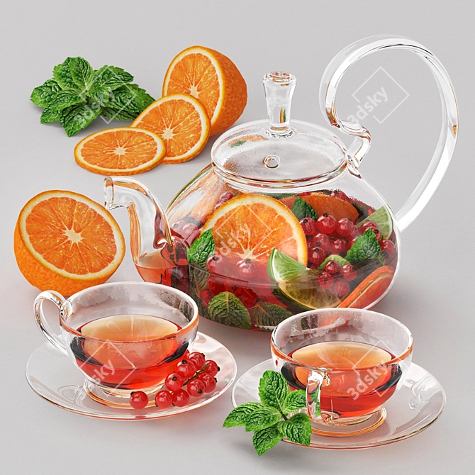 Berry Mint Fruit Tea 3D model image 5