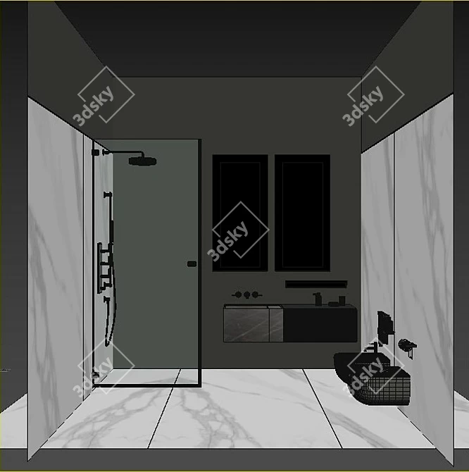 ARBI Code Bathroom Collection - Wall-Hung Toilet & Bidet 3D model image 3