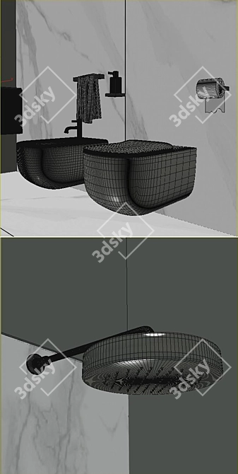 ARBI Code Bathroom Collection - Wall-Hung Toilet & Bidet 3D model image 4