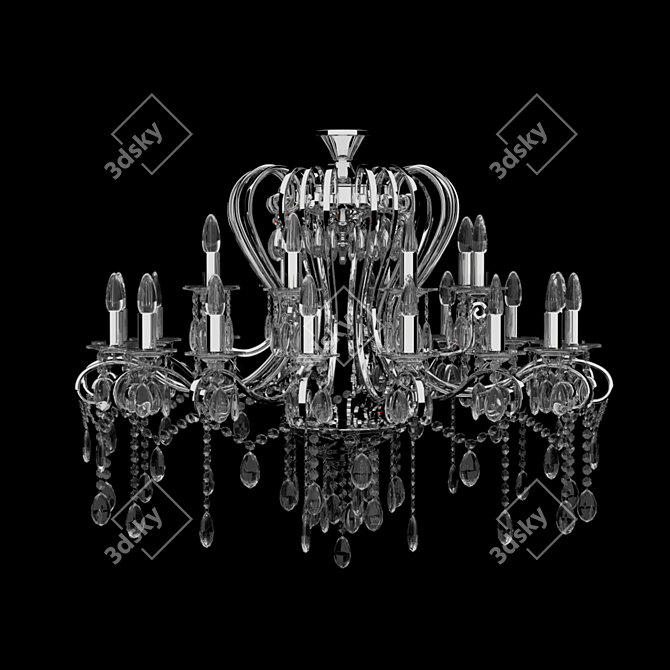 Title: Crystal Elegance Chandelier by CHIARO 3D model image 4