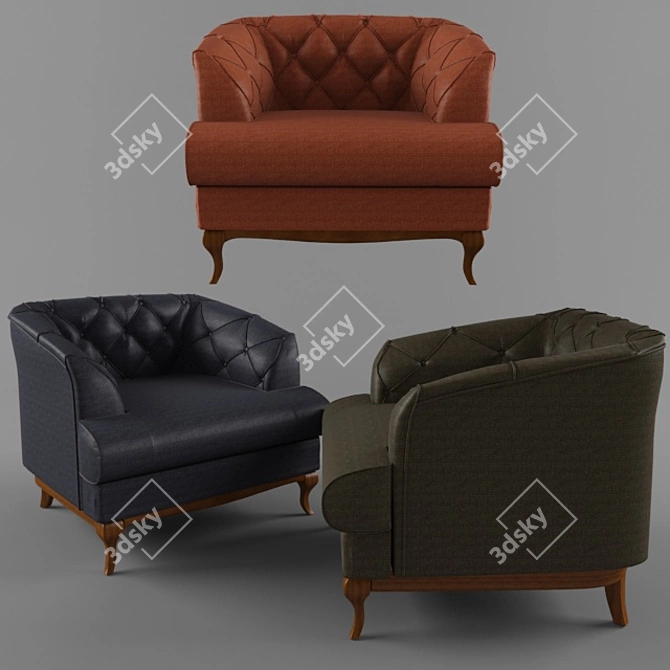 Davidos Passion Armchair: Stylish, Compact, Comfortable 3D model image 2