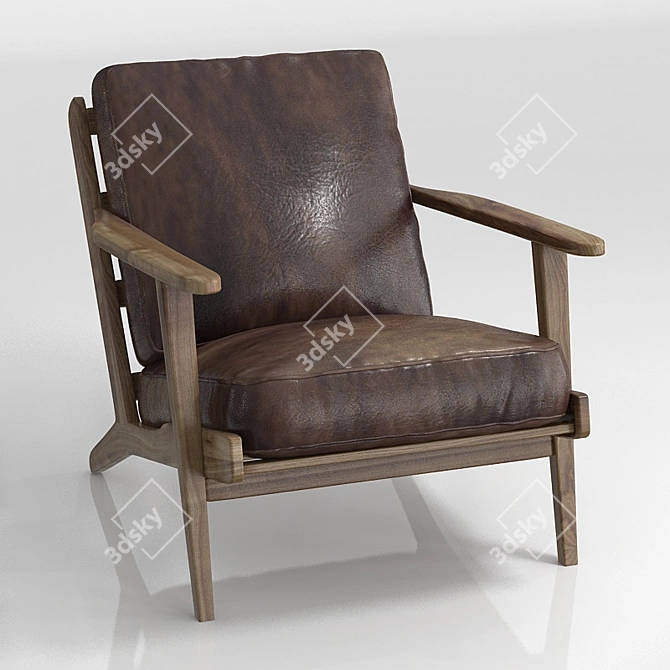 Refined Raylan Leather Armchair 3D model image 1