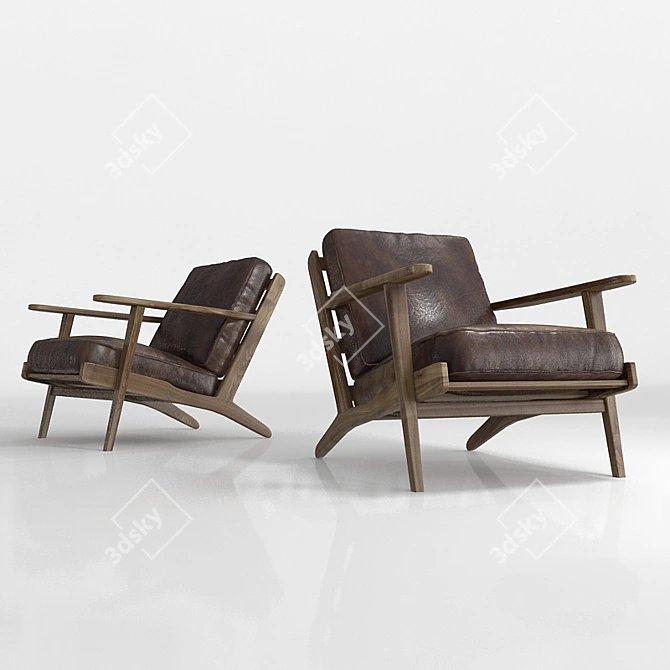 Refined Raylan Leather Armchair 3D model image 2
