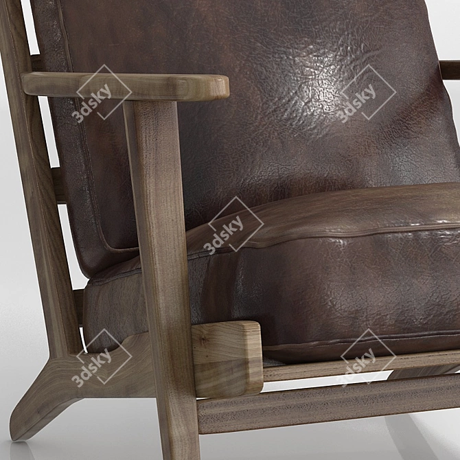 Refined Raylan Leather Armchair 3D model image 3