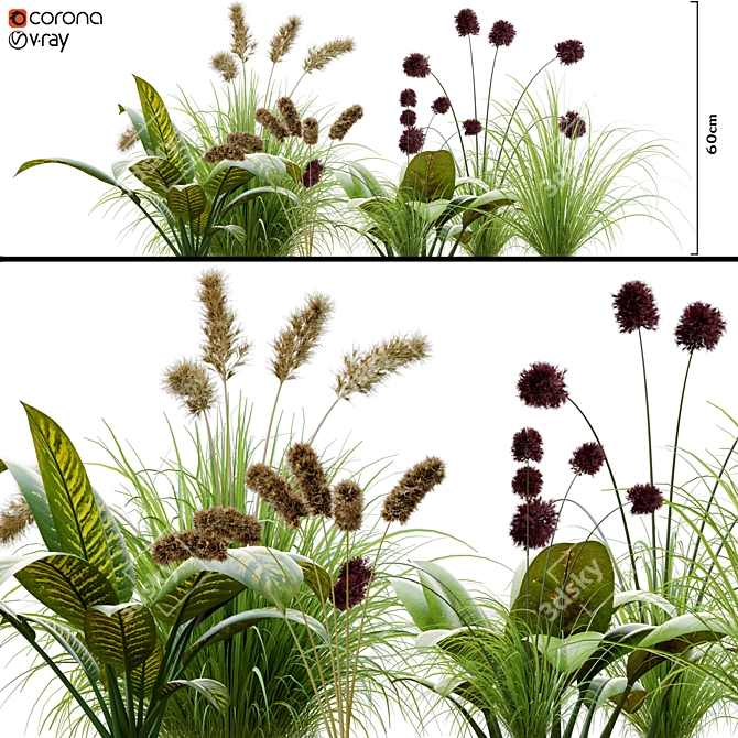 Green Oasis: Plant & Grass Set 3D model image 1