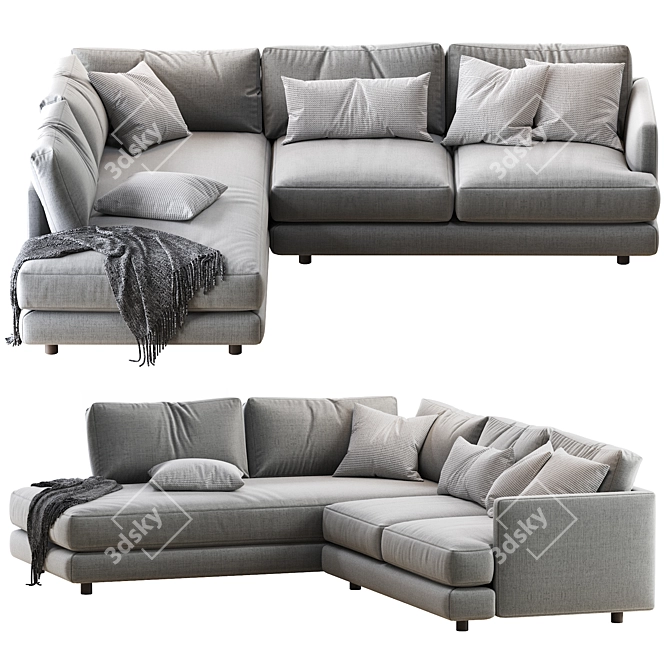 Haven 2-Piece Terminal Chaise Sectional - Versatile and Stylish 3D model image 2