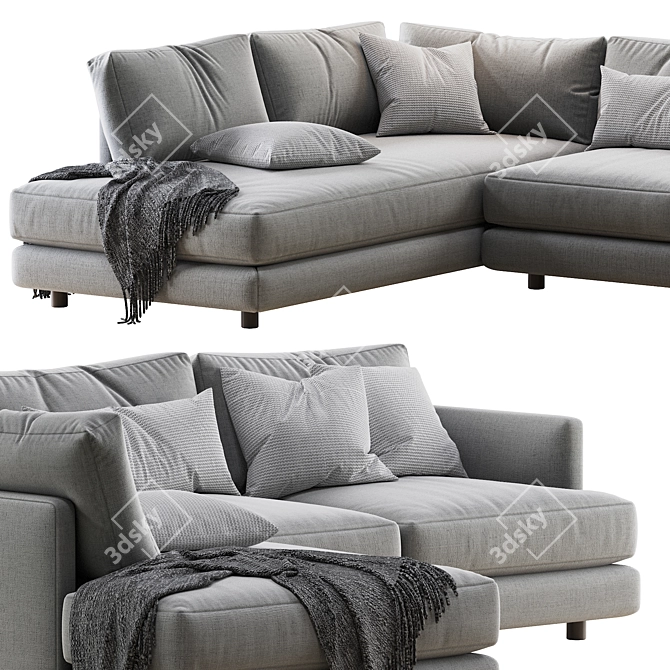 Haven 2-Piece Terminal Chaise Sectional - Versatile and Stylish 3D model image 3