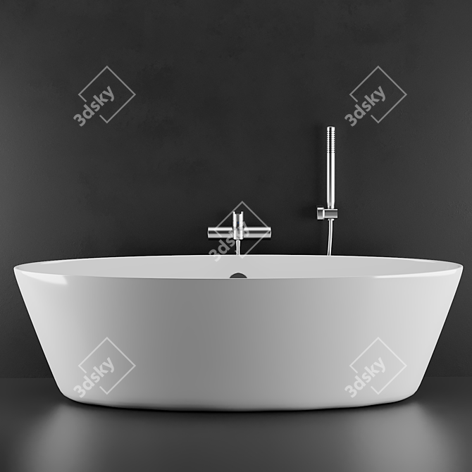 Modern Compact Bath Tub 3D model image 2