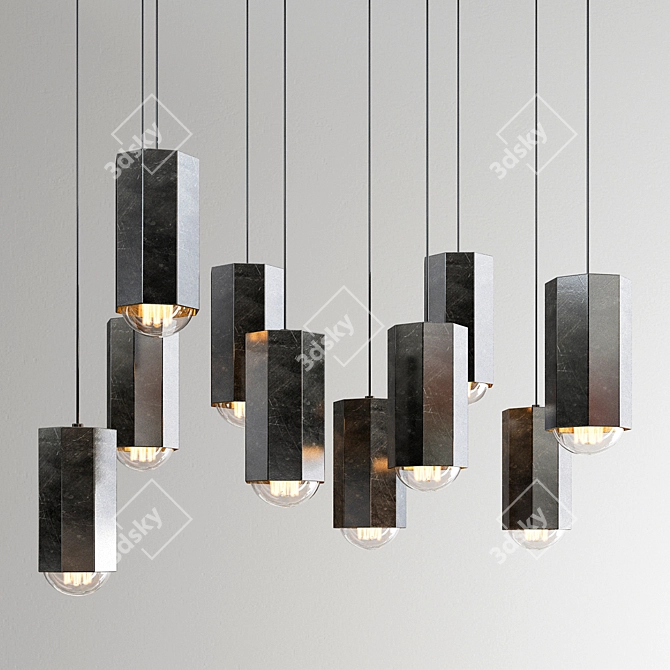 Modern Hex Light Pendant 3D model image 1