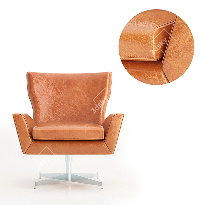 Luxury Leather Hemming Chair 3D model image 2