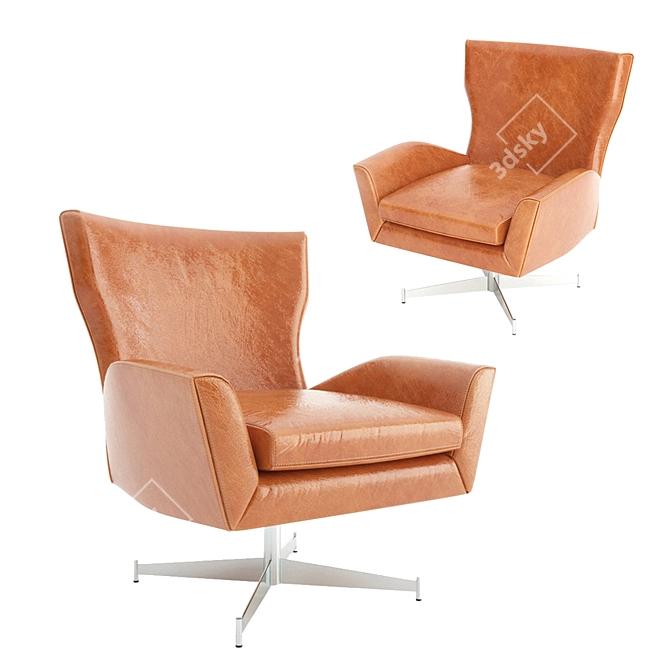 Luxury Leather Hemming Chair 3D model image 6