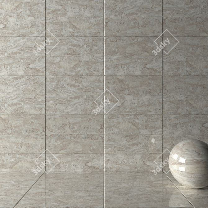 Jupiter Beige Wall Tiles: Multi-texture, High-definition, 30x90 cm 3D model image 2