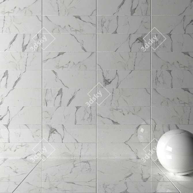 Premium Legacy White Wall Tiles 3D model image 2