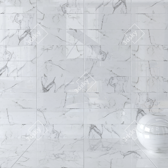 Legacy White Wall Tiles: Stylish 4-Piece Set 3D model image 1