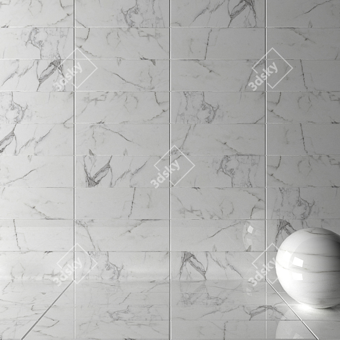 Legacy White Wall Tiles: Stylish 4-Piece Set 3D model image 2