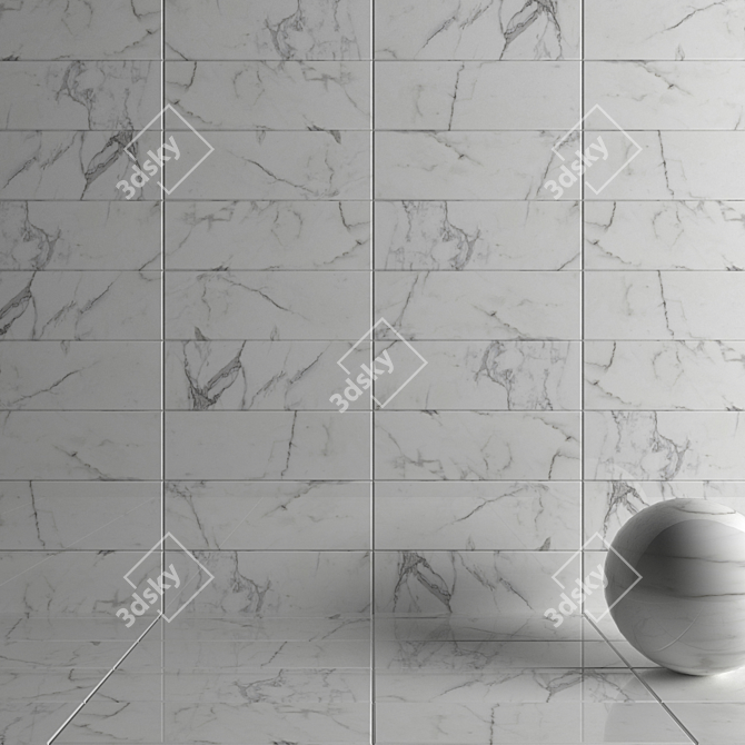 Legacy White Wall Tiles: Stylish 4-Piece Set 3D model image 3