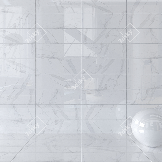 White Marble Wall Tiles - Set of 1 3D model image 1