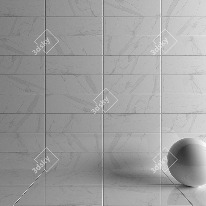 White Marble Wall Tiles - Set of 1 3D model image 3