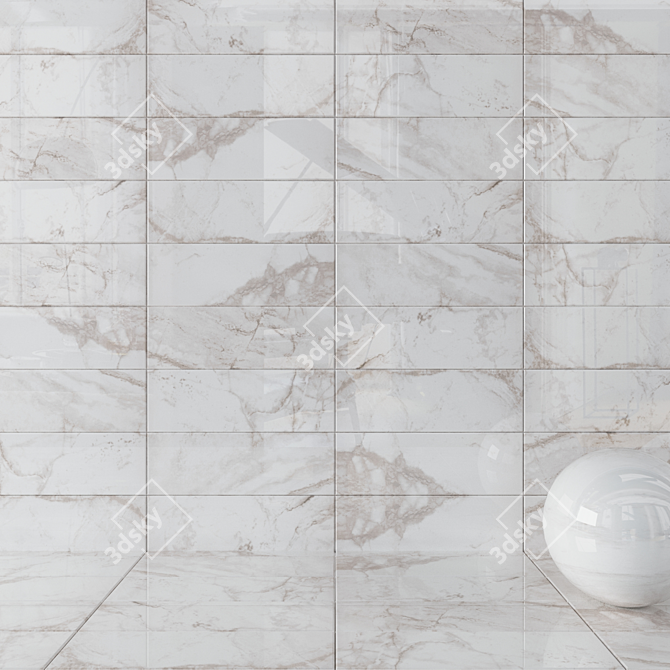 Nora White Wall Tiles: Stylish and Versatile 3D model image 1