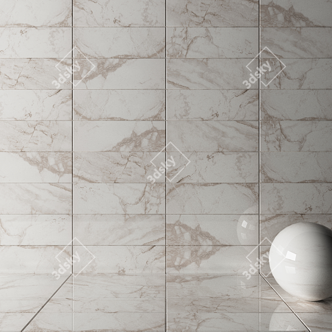 Nora White Wall Tiles: Stylish and Versatile 3D model image 2