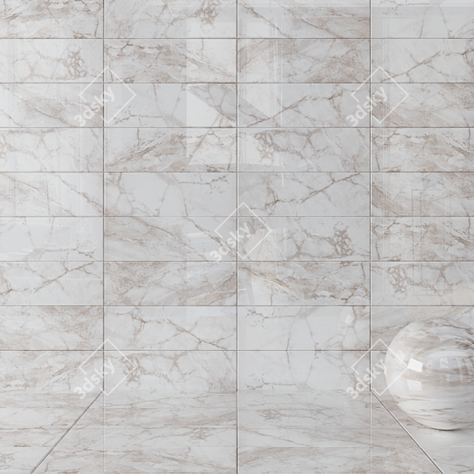 Elegant White Wall Tiles 3D model image 1