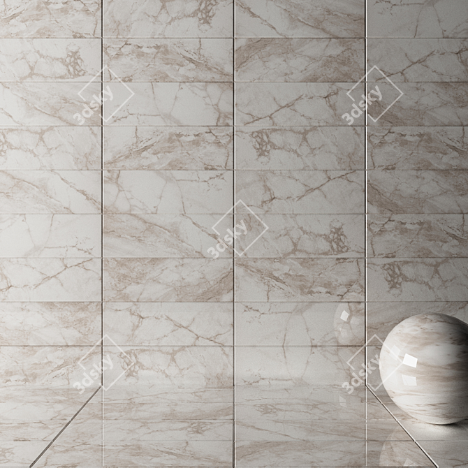 Elegant White Wall Tiles 3D model image 2