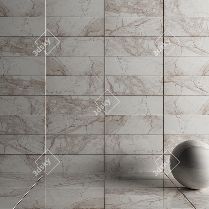 Nora White Wall Tiles - Set of 4 3D model image 3