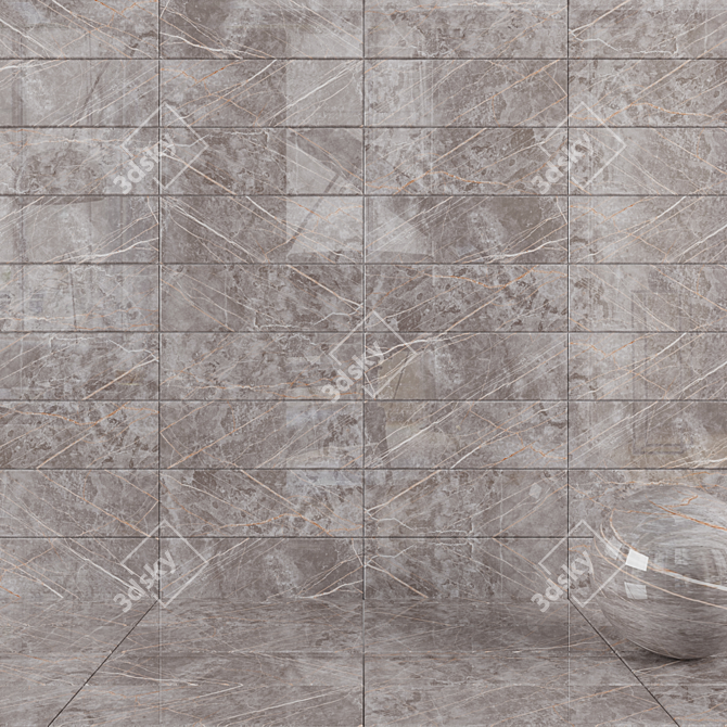 Elegant Fume Marble Wall Tiles 3D model image 1