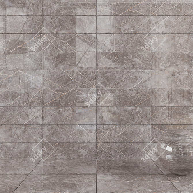 Elegant Fume Marble Wall Tiles 3D model image 1