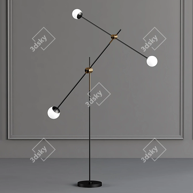 Elegant Brass and Copper Floor Lamp 3D model image 1