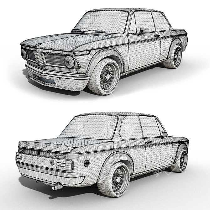 Rare BMW 2002 Turbo 1974 3D model image 2