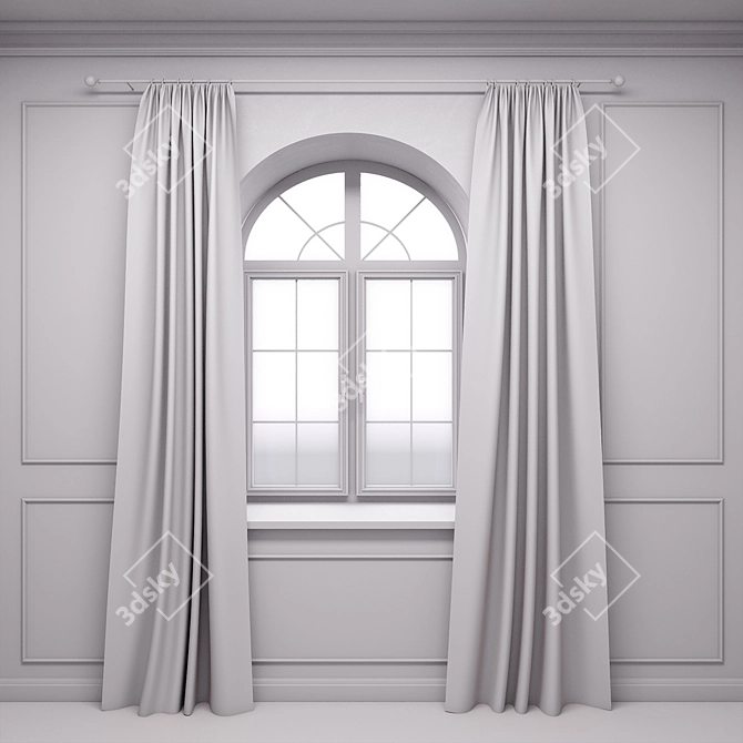 Arched Window Curtains: Elegant and Perfect Fit 3D model image 2